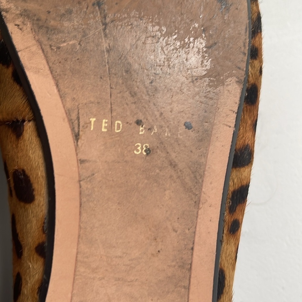 Ted Baker Norha Imitation Leopard Print Bow Pony Hair Ballerina Pump Sz 38 / 7.5 - Picture 7 of 8